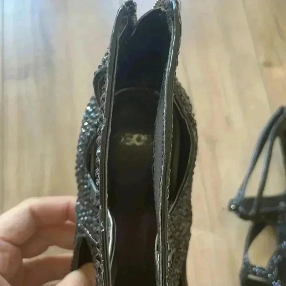 ASOS Beaded Crystal Black Strappy Heels Sz 8 - Picture 3 of 6